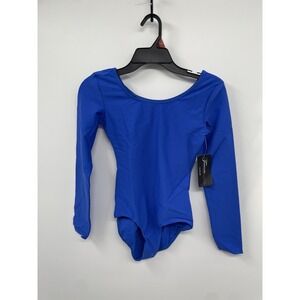 Theatricals Leotard Womens Medium Royal Stretch Long Sleeve Dance One Piece NWT